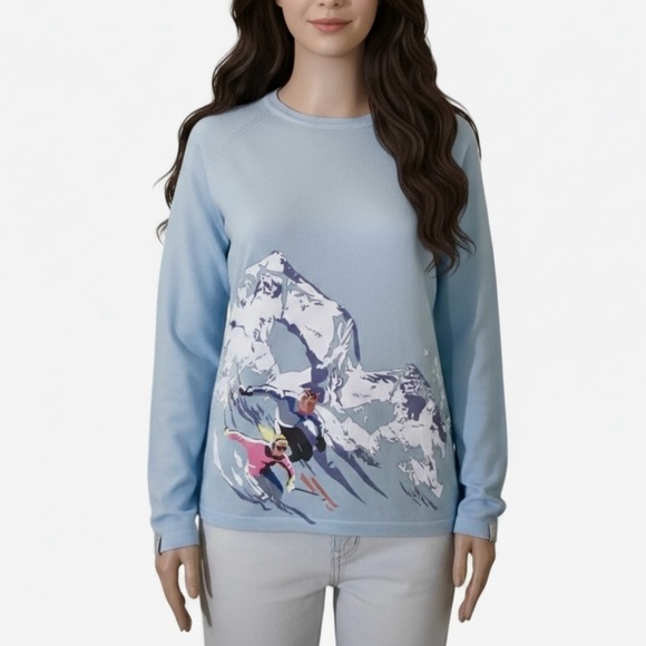 Meister Montage Winter Ski Blue Wool Spandex Blend Sweater Size M - Picture 1 of 10